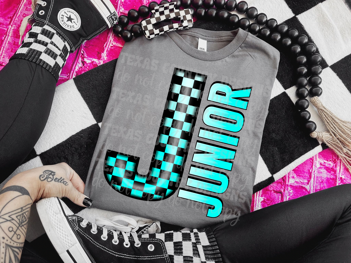 School Grades Turquoise Checkered