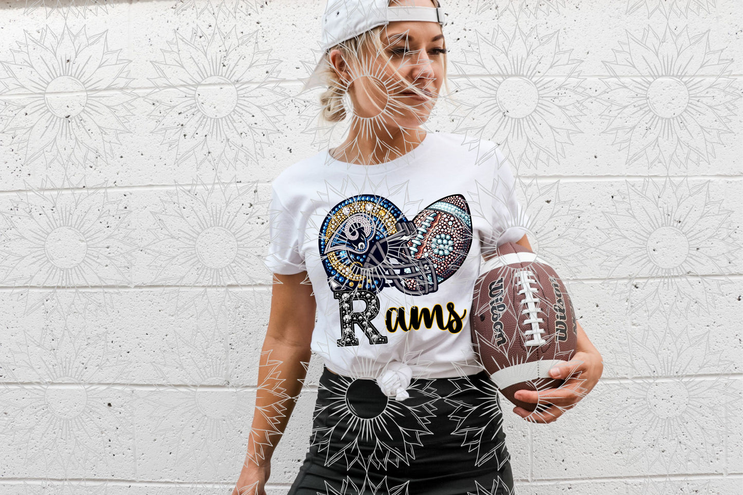 LAR Rhinestone Football Helmet