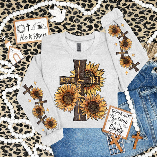 Sunflower Cross Loved W/Sleeve