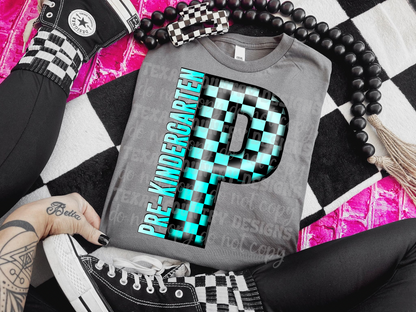 School Grades Turquoise Checkered