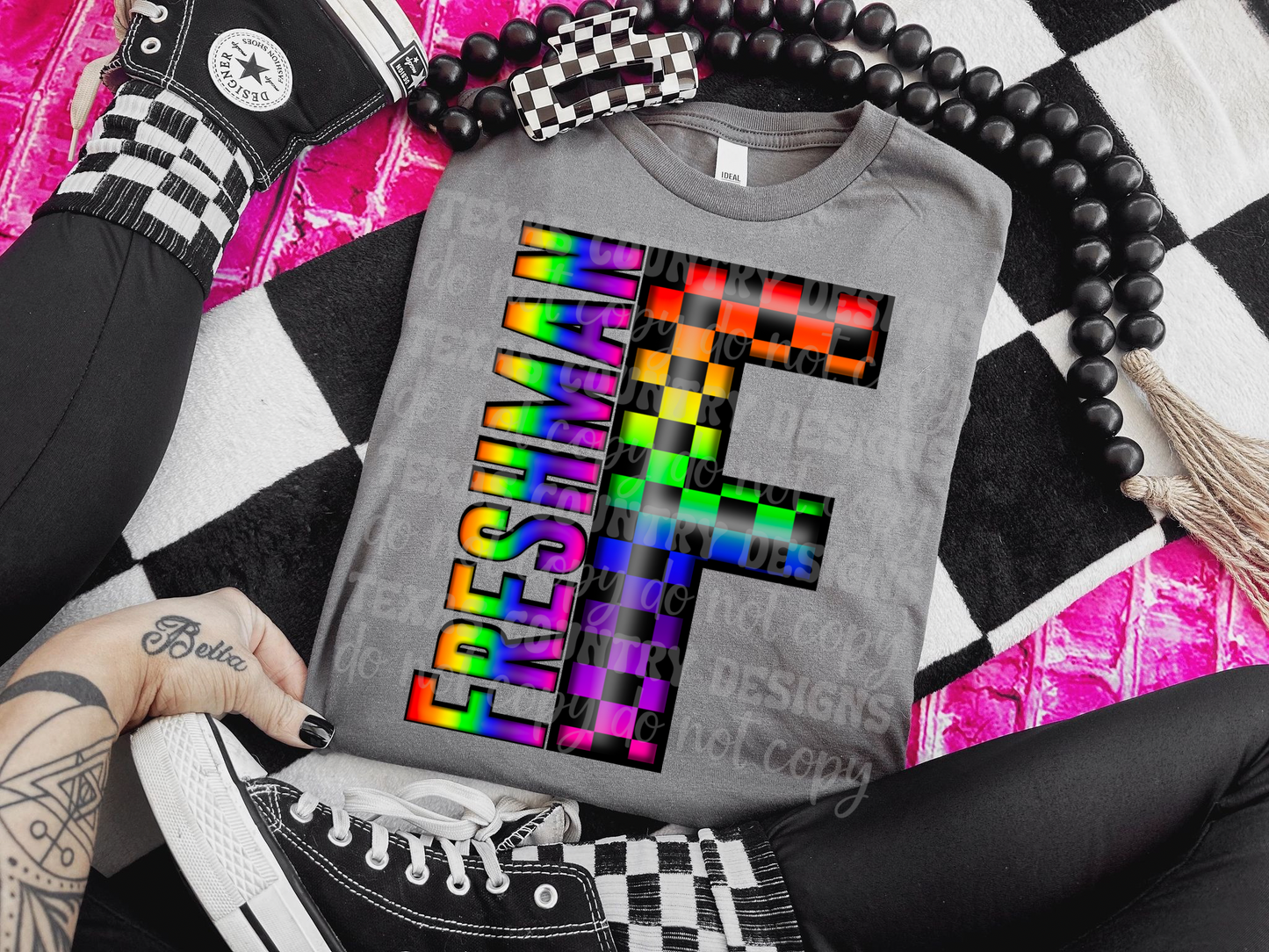 School Grades Rainbow Checkered
