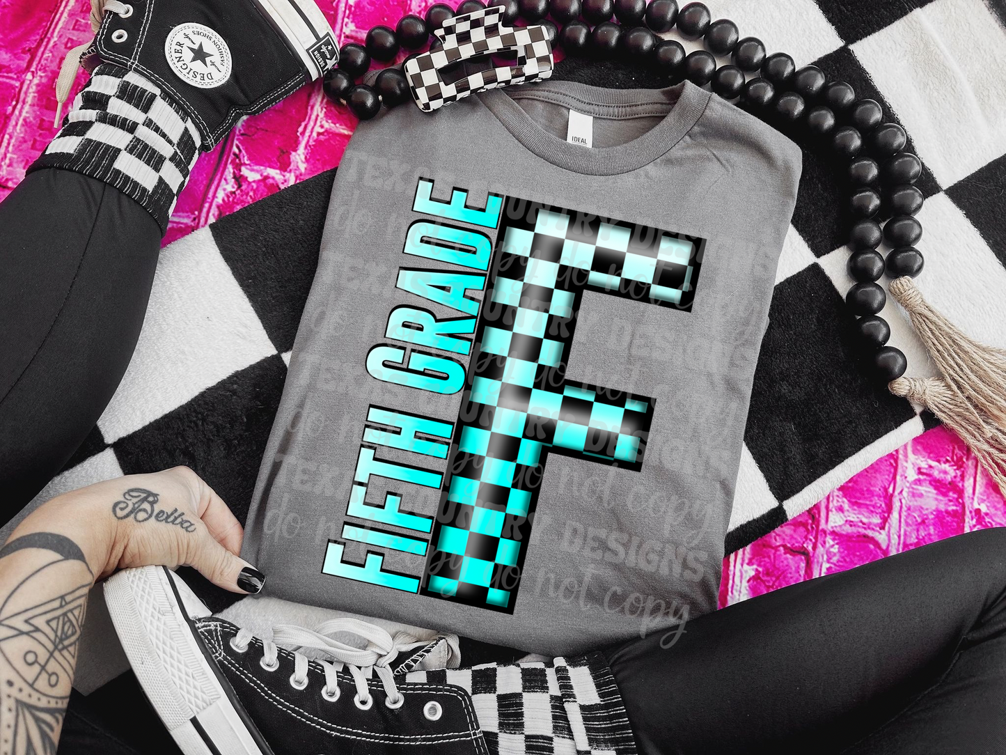 School Grades Turquoise Checkered