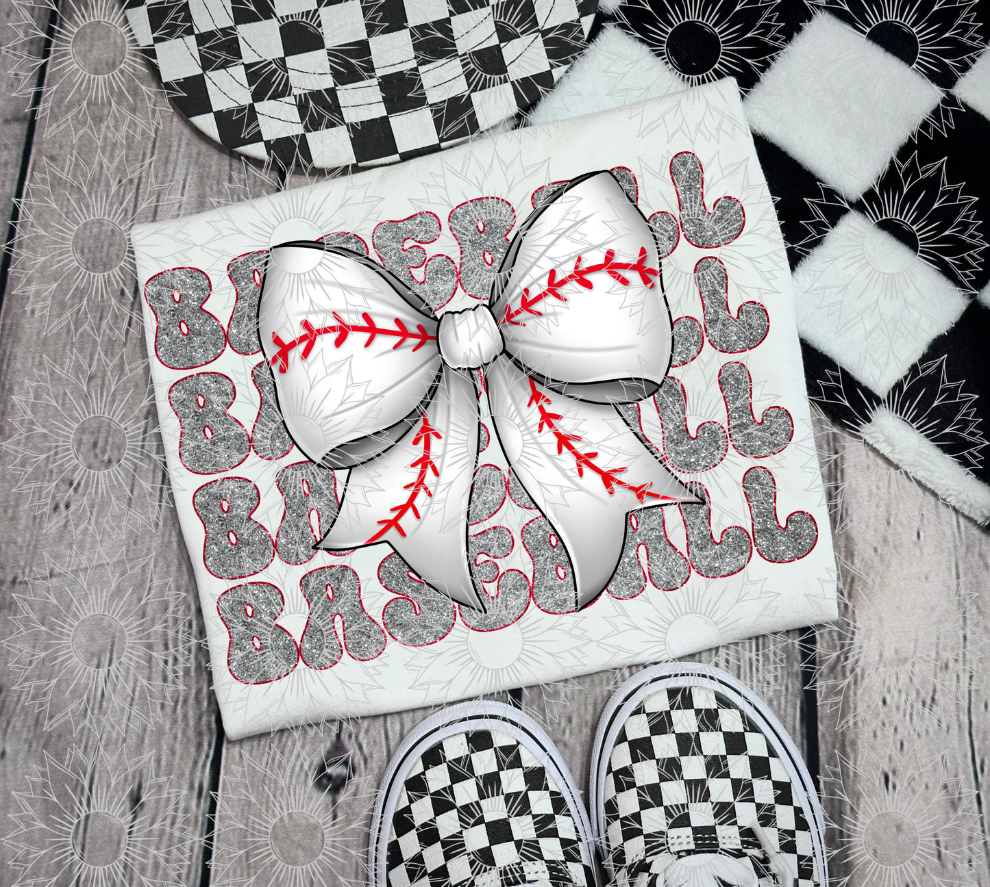 Baseball Stacked Glitter