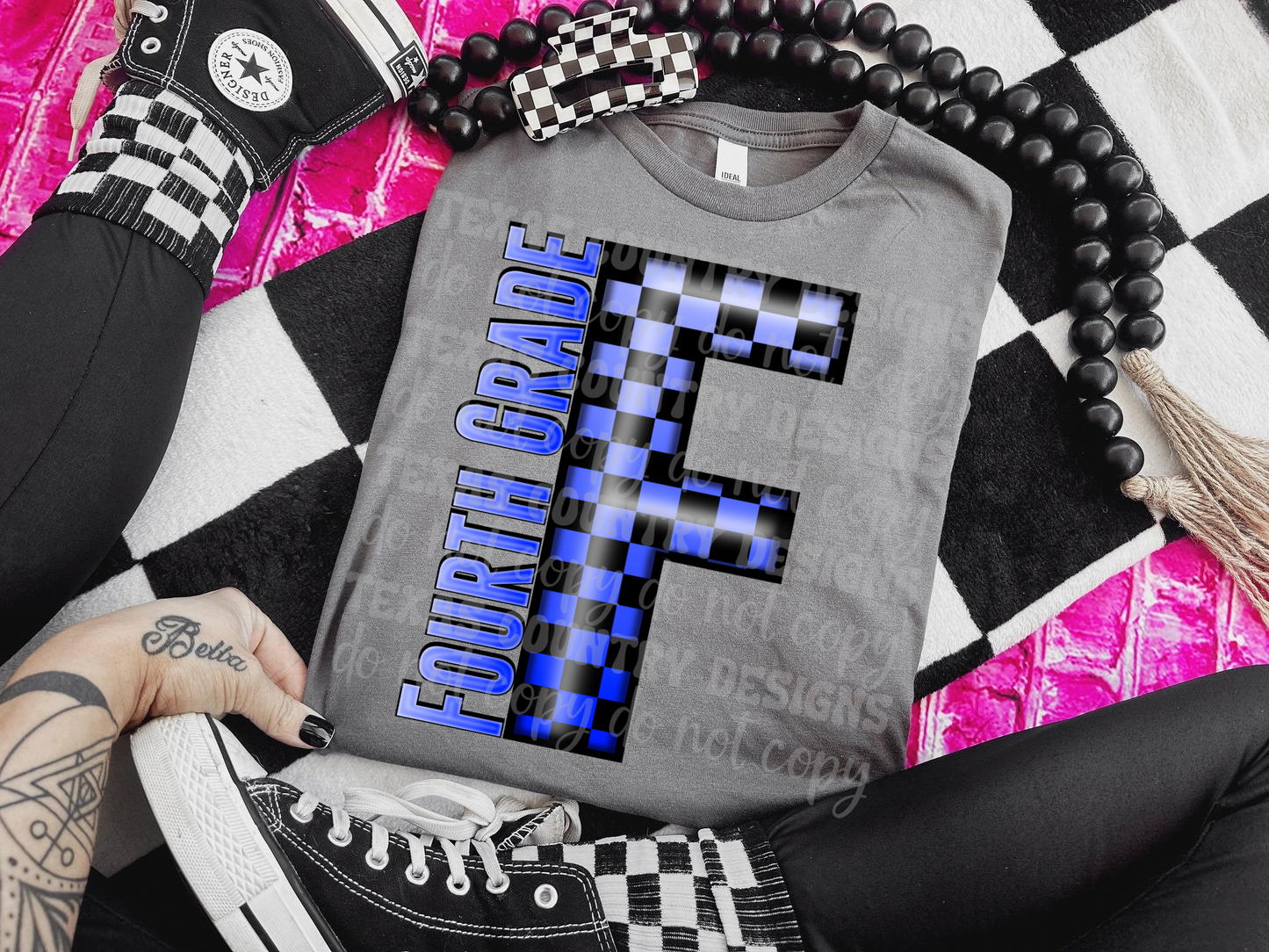 School Grades Blue Checkered