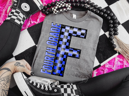 School Grades Blue Checkered