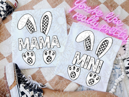 Bunny Mama & Mini Checkered Black