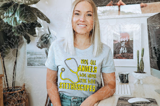 Not All Angels Have Wings - Stethoscopes - Yellow