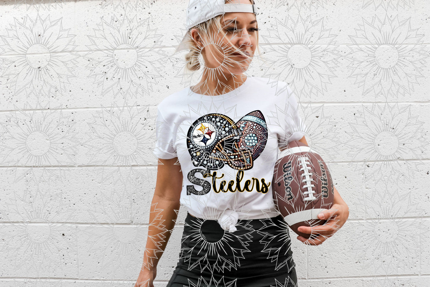 PS Rhinestone Football Helmet