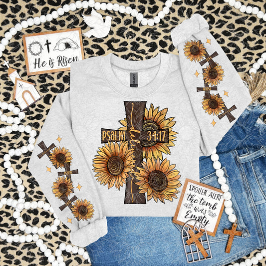 Sunflower Cross Delivered W/Sleeve