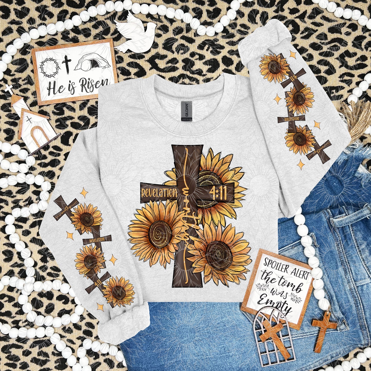 Sunflower Cross Worthy W/Sleeve