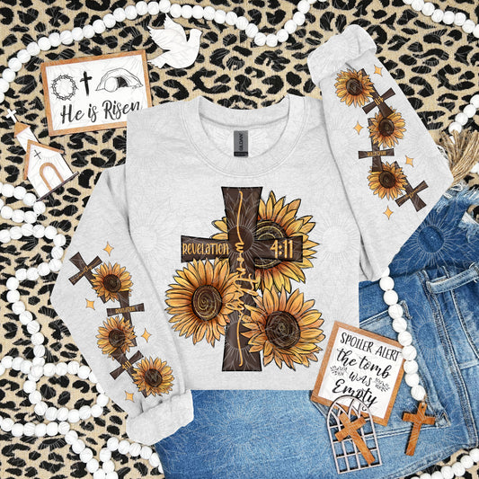 Sunflower Cross Worthy W/Sleeve