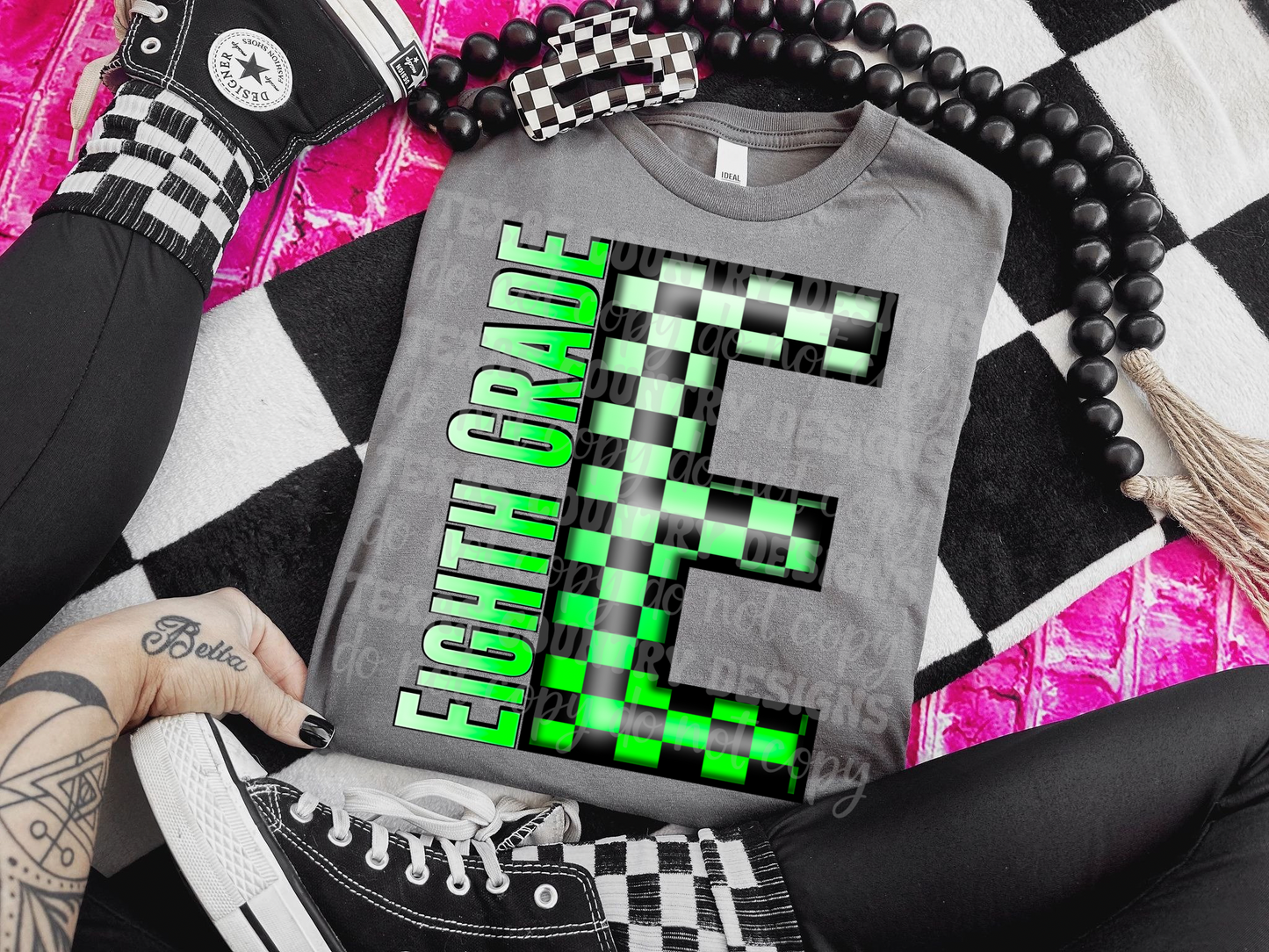 School Grades Green Checkered