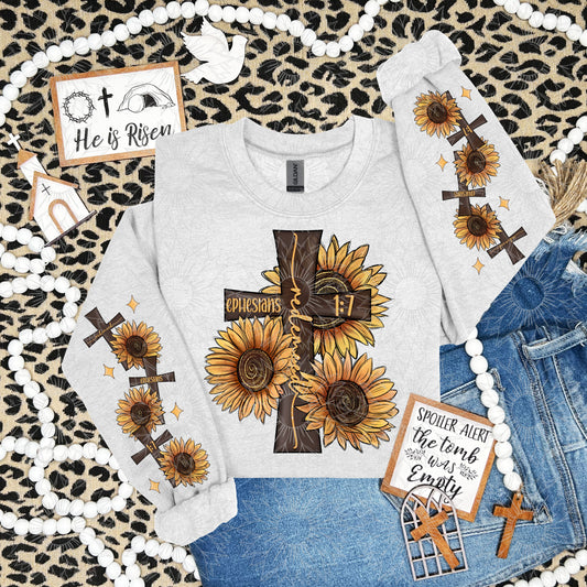Sunflower Cross Redeemed W/Sleeve