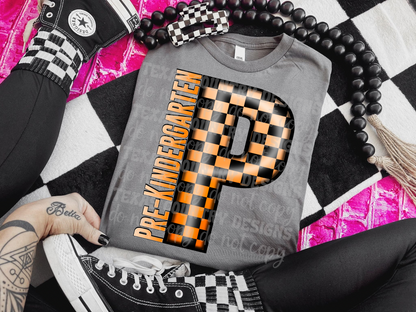 School Grades Orange Checkered