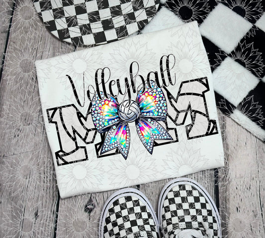 Volleyball Mom Rhinestone Bow