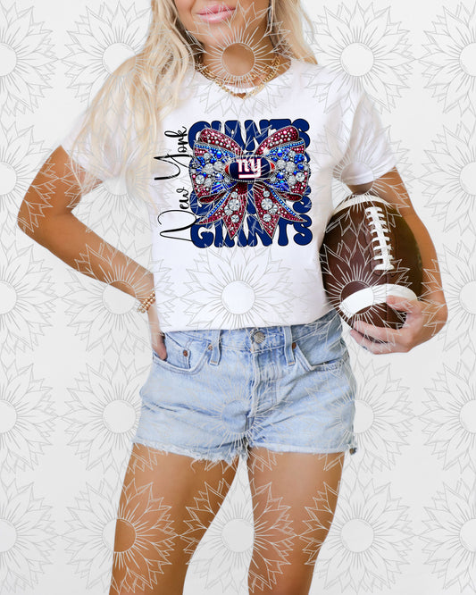 NYG Rhinestone Bow