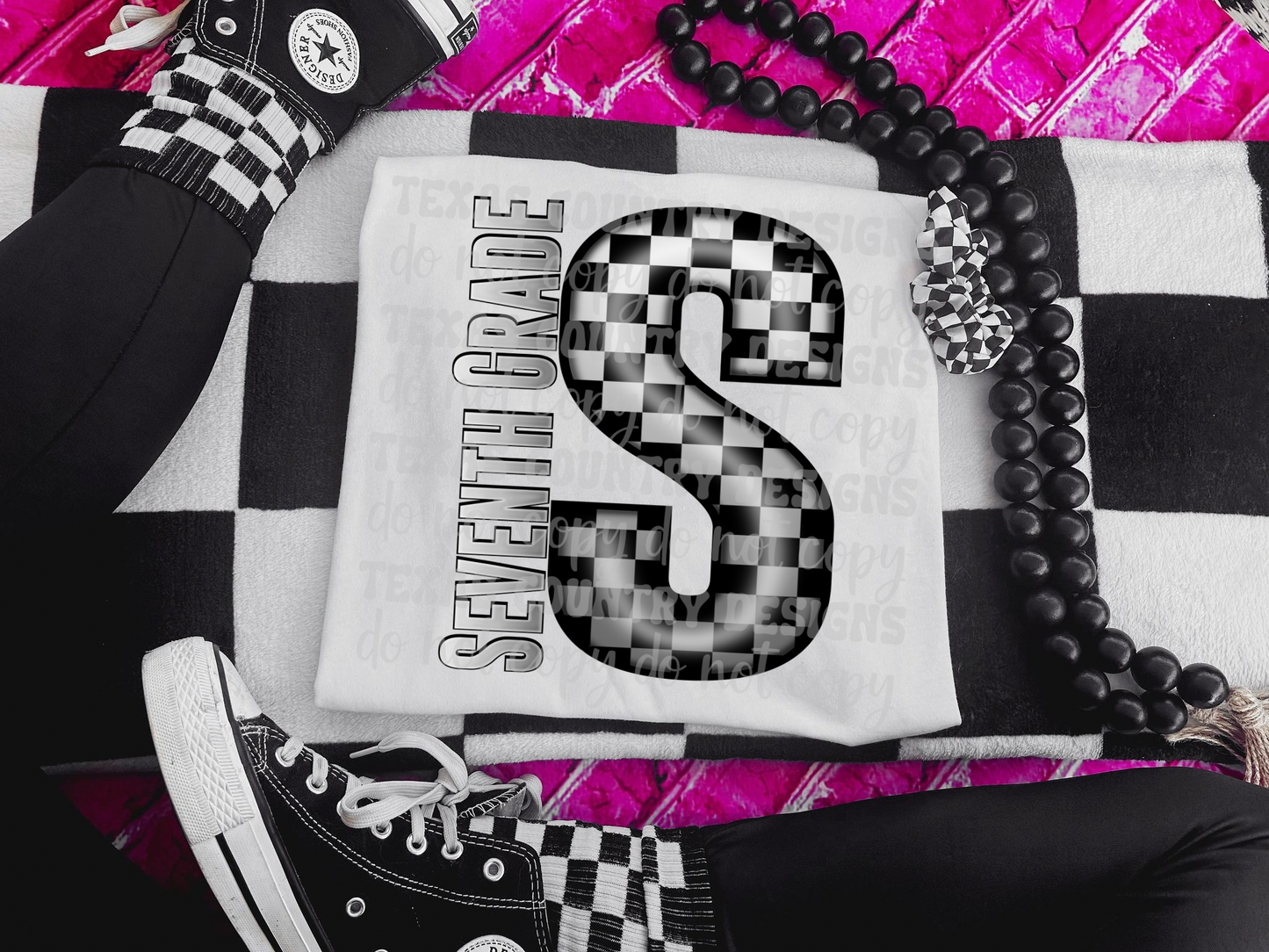 School Grades Gray Checkered