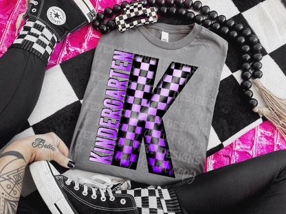 School Grades Purple Checkered