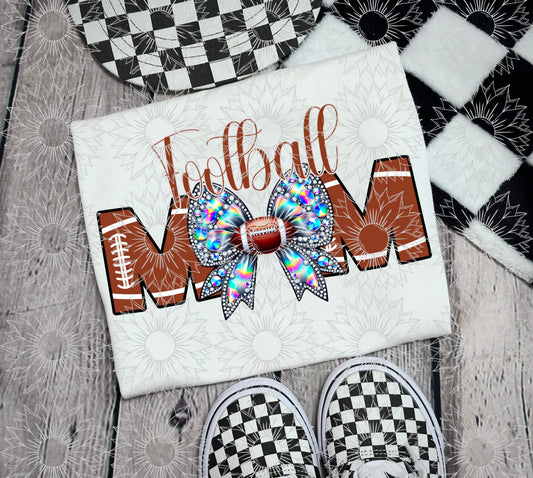 Football Mom Rhinestone Bow