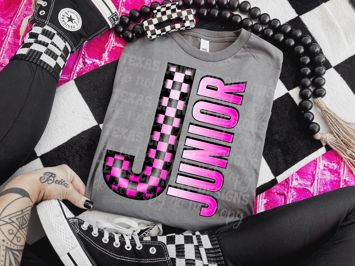 School Grades Pink Checkered