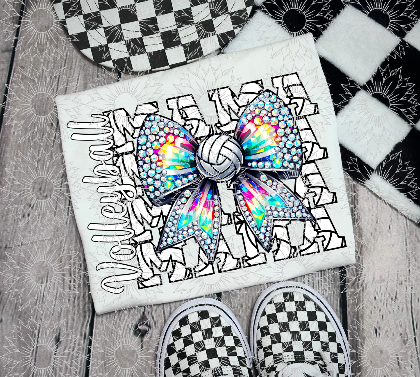 Volleyball Mama Rhinestone Bow