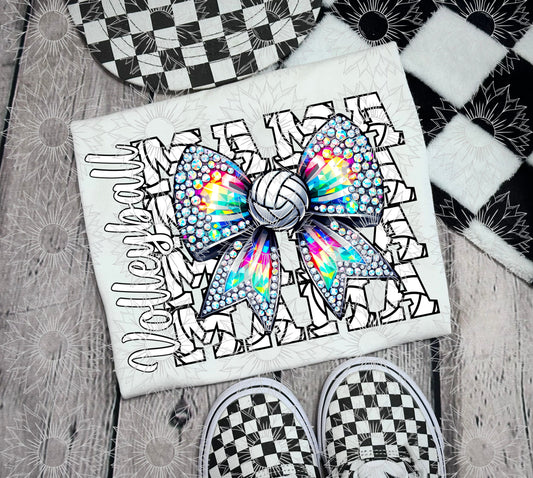 Volleyball Mama Rhinestone Bow