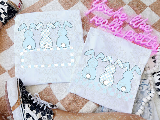 Pastel Blue Checkered Bunny Combo
