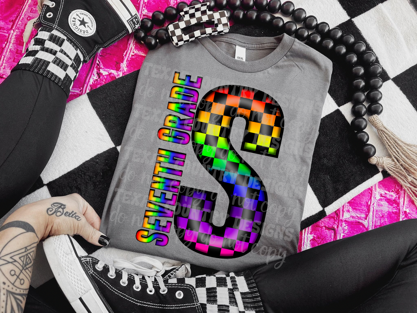 School Grades Rainbow Checkered