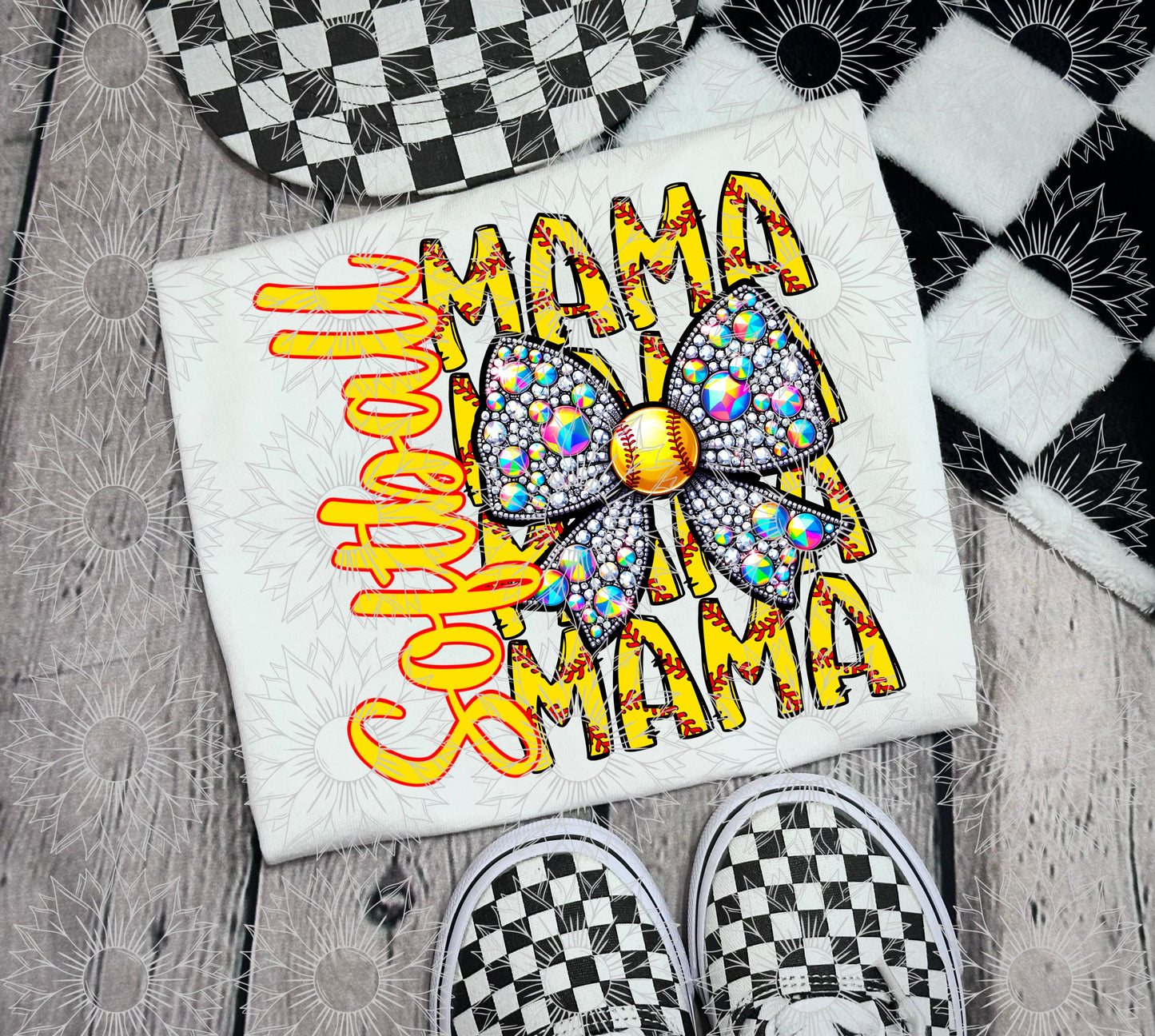 Softball Mama Rhinestone Bow