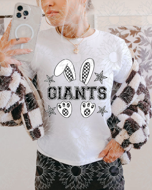B&W Checkered Mascot Bunny: Giants