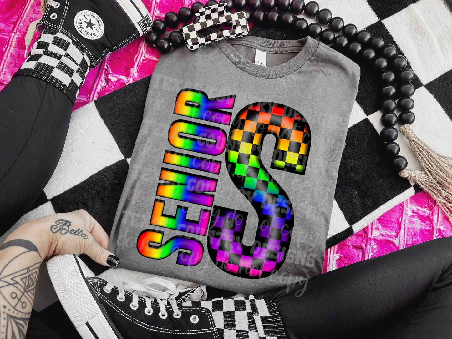 School Grades Rainbow Checkered