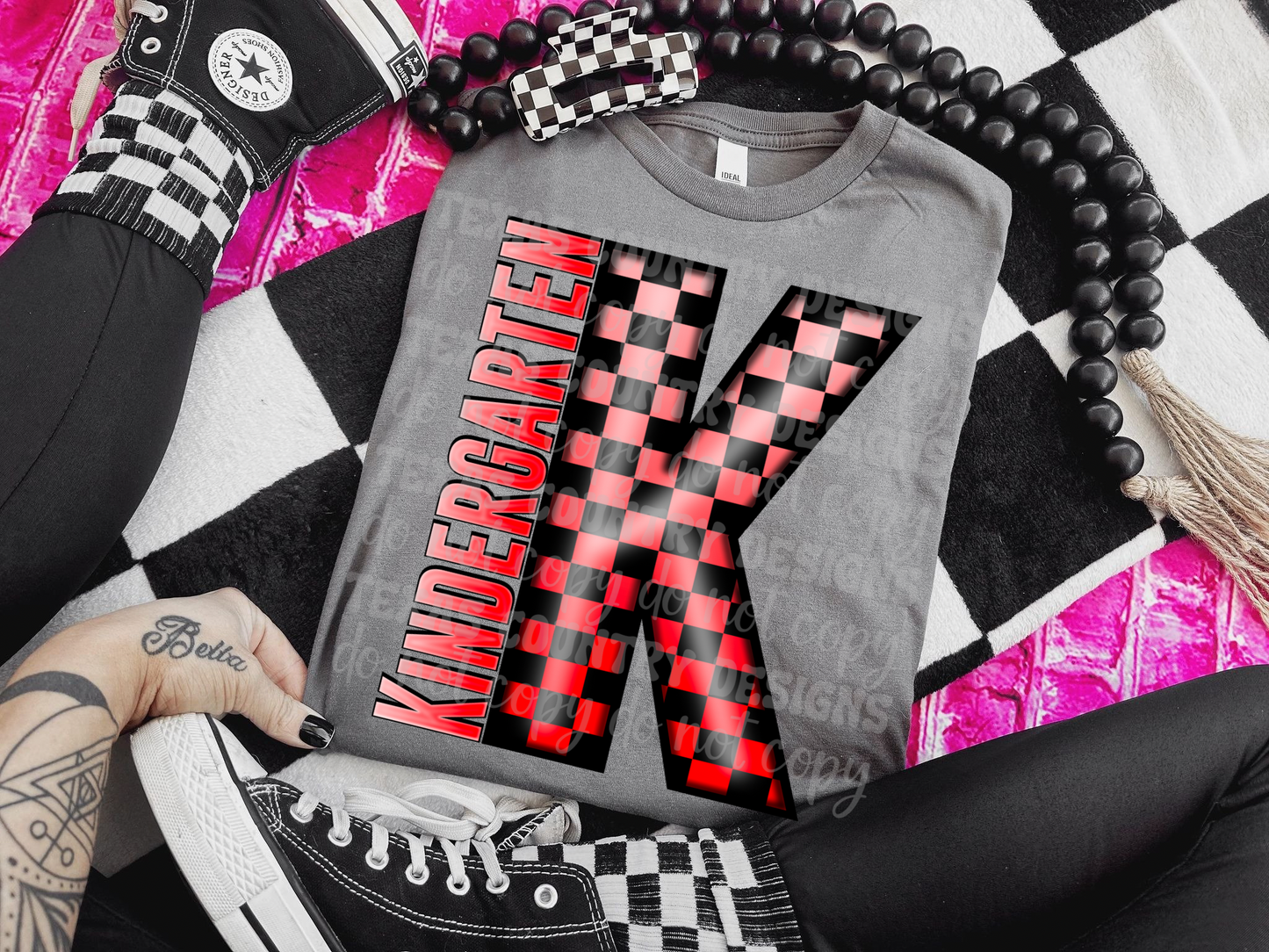 School Grades Red Checkered