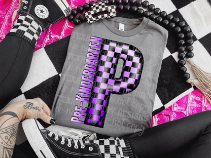 School Grades Purple Checkered