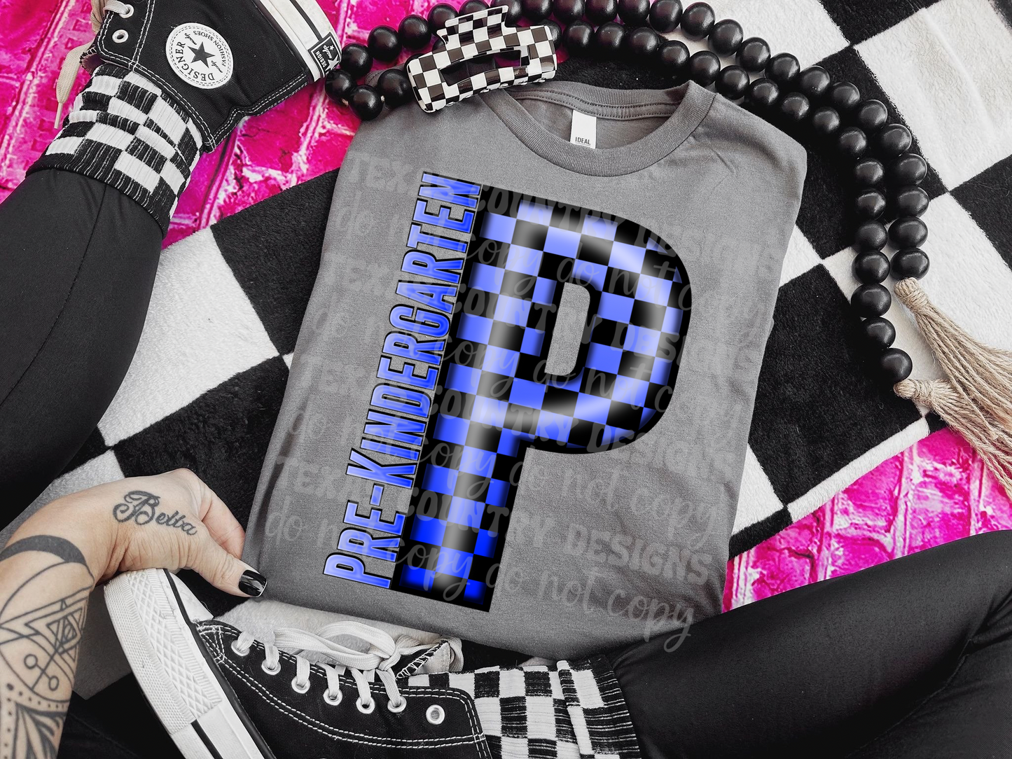 School Grades Blue Checkered