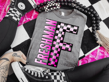 School Grades Pink Checkered