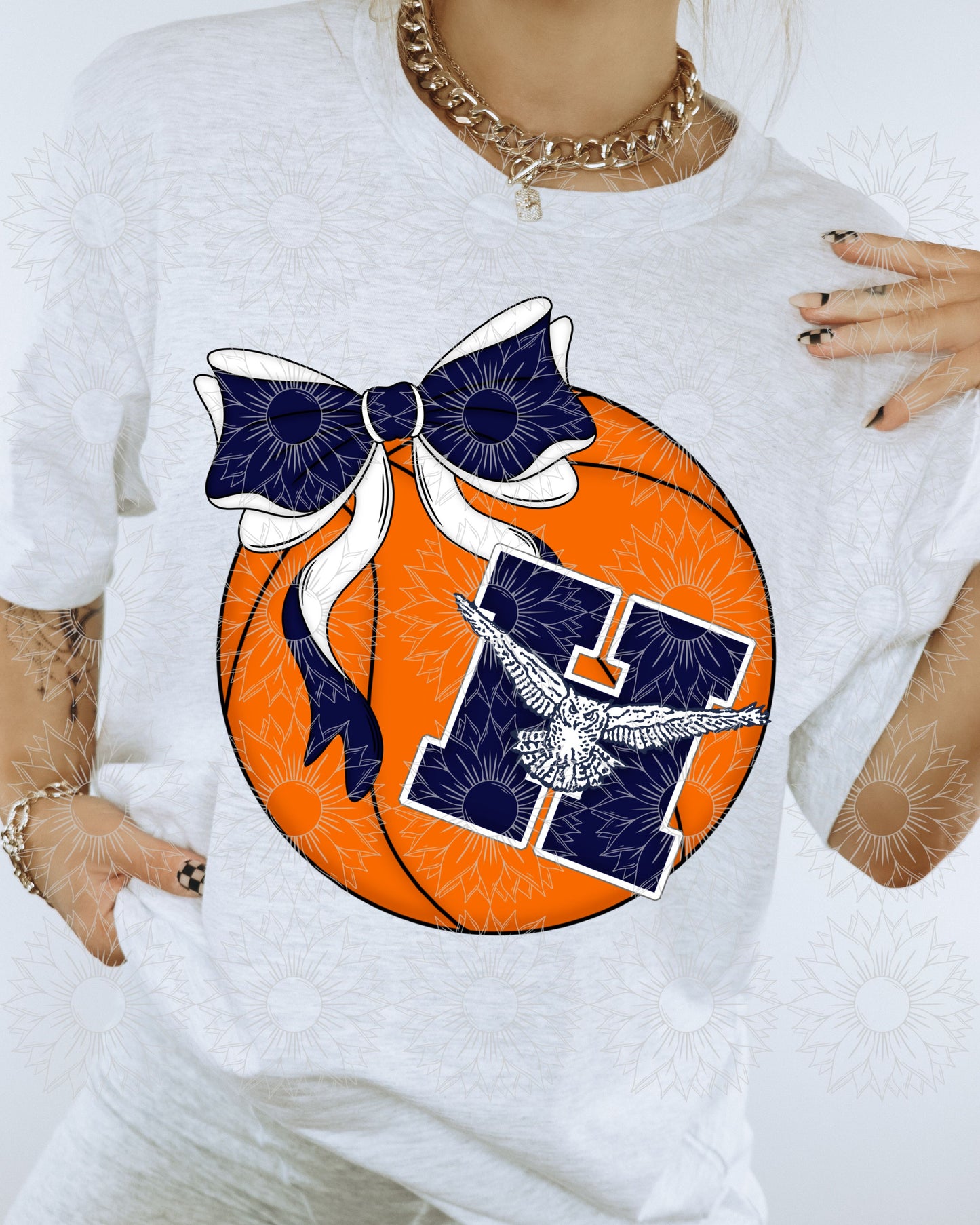 Hondo Owls Basketball Ribbon Bow Logo