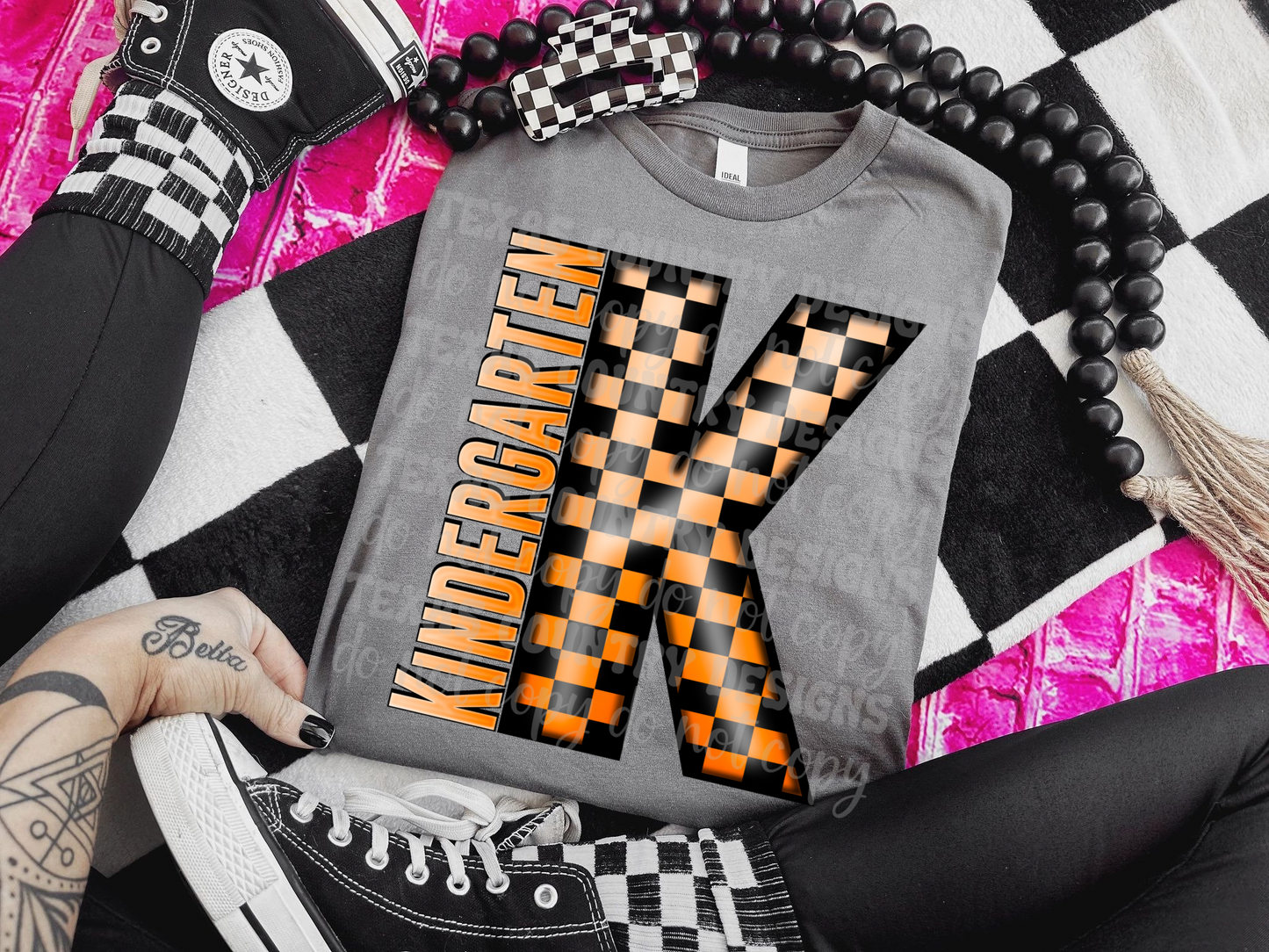 School Grades Orange Checkered