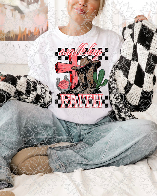 Walk By Faith Red Checkered