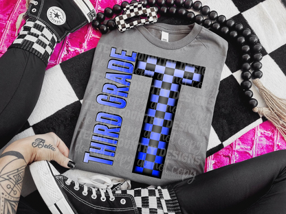 School Grades Blue Checkered