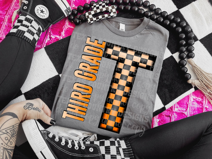 School Grades Orange Checkered