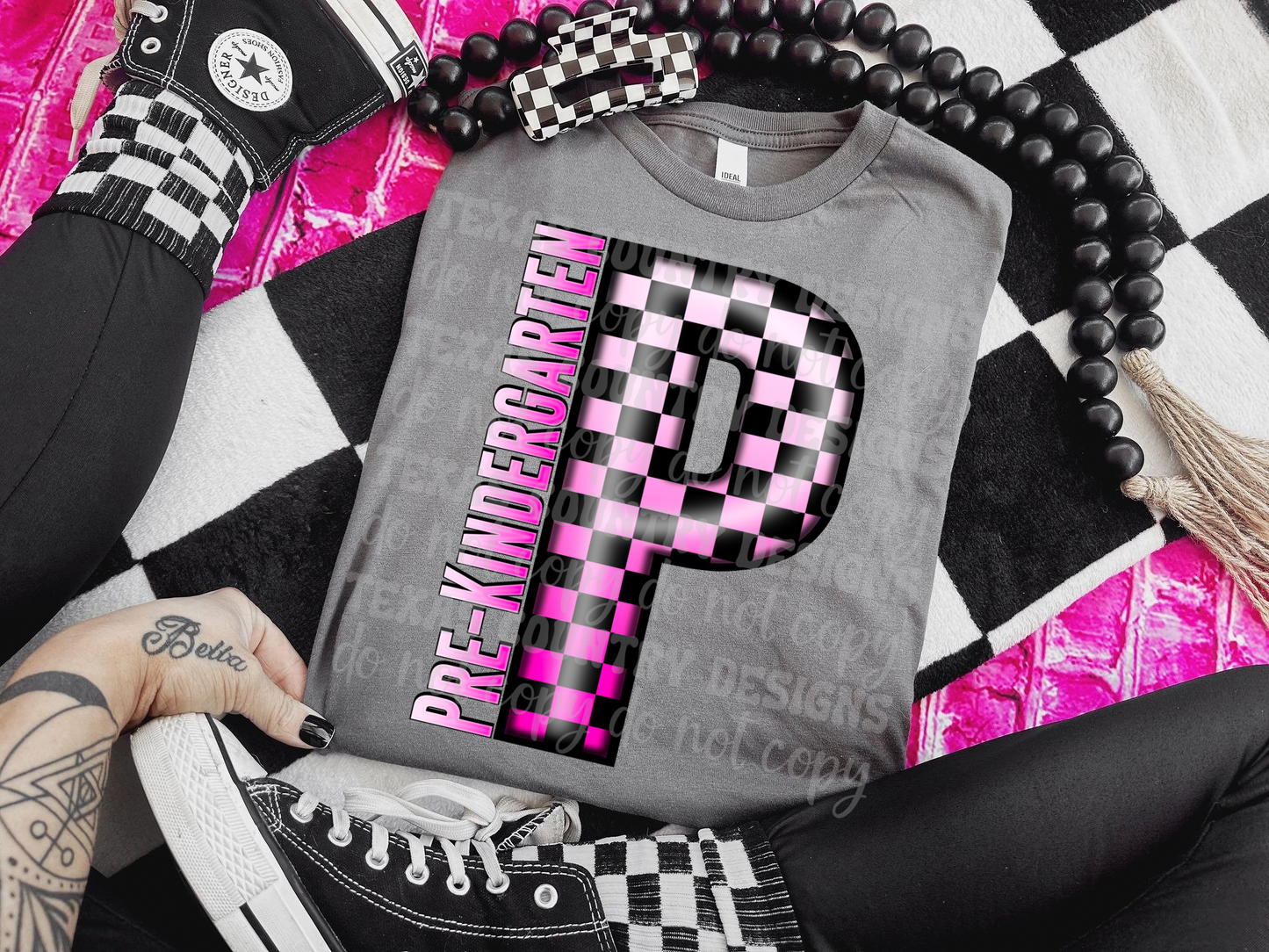 School Grades Pink Checkered