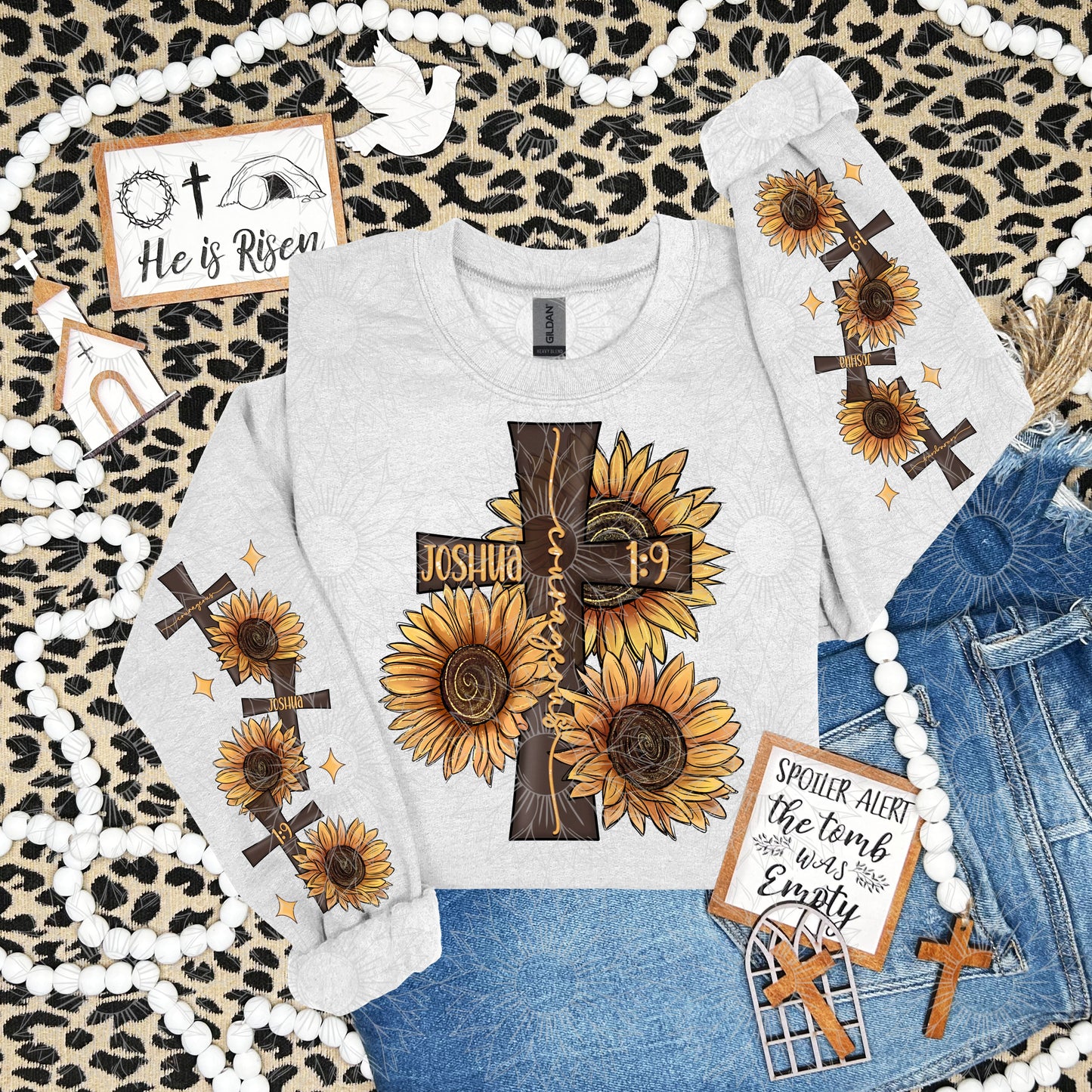 Sunflower Cross Courageous W/Sleeve
