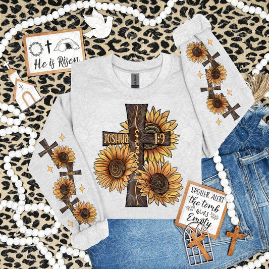Sunflower Cross Courageous W/Sleeve