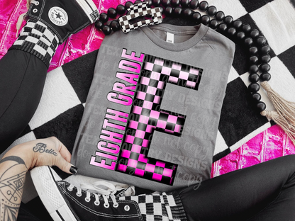 School Grades Pink Checkered