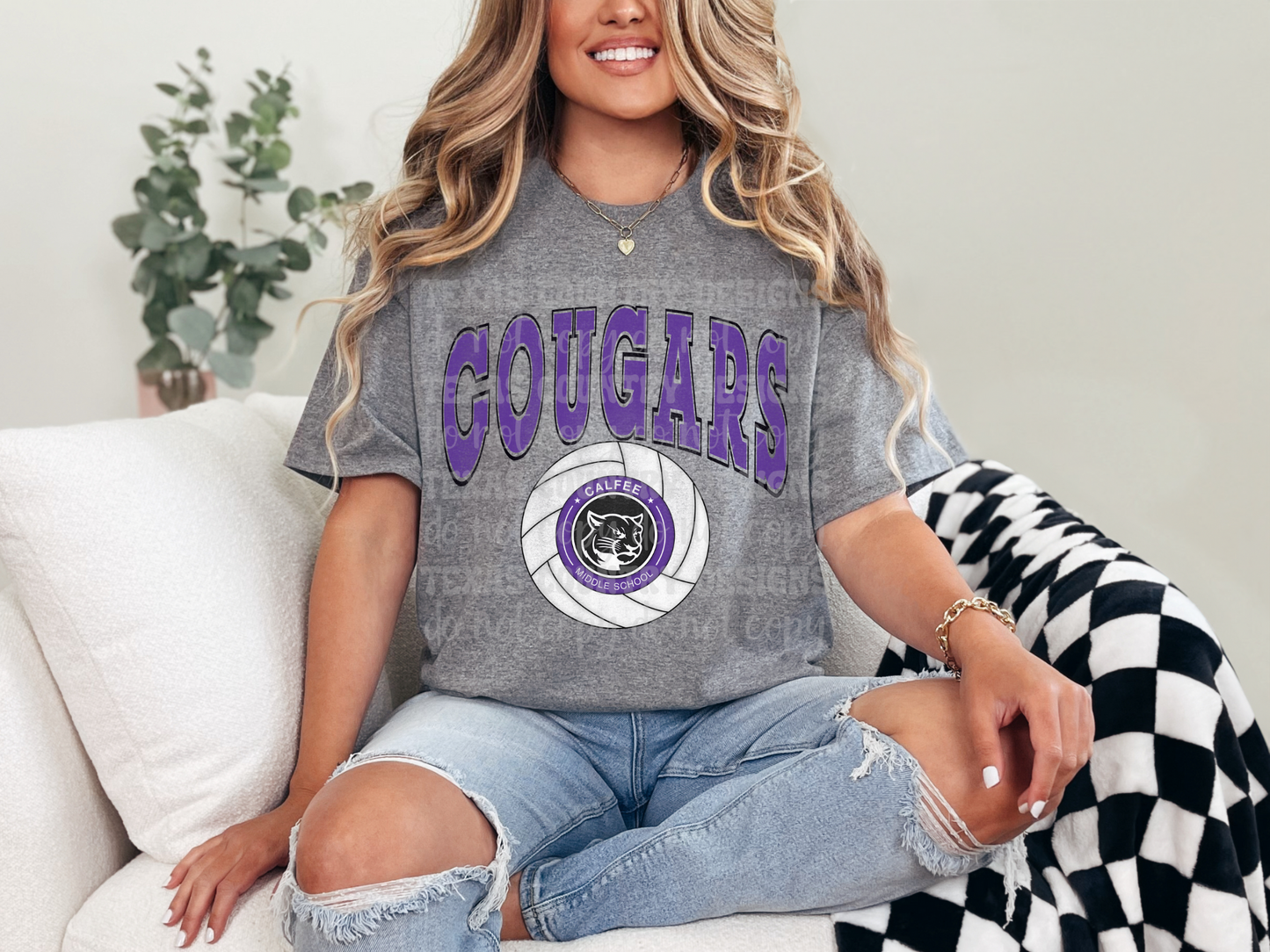 Calfee Cougars Volleyball Distressed