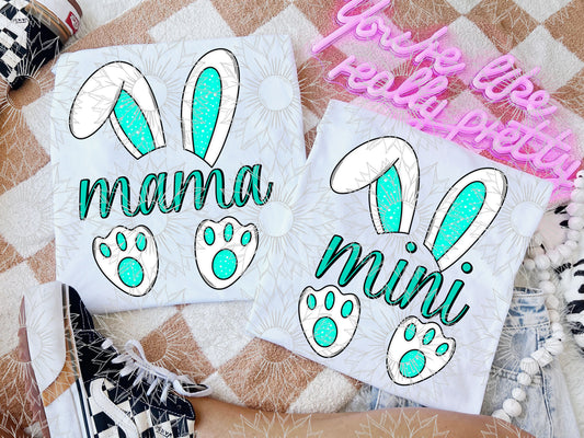 Bunny Mama & Mini Turquoise