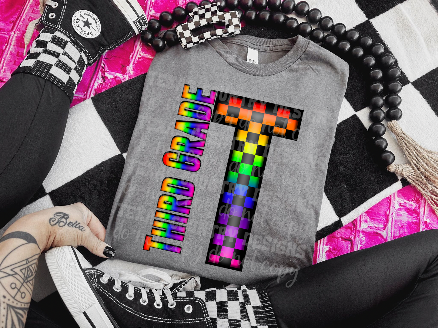 School Grades Rainbow Checkered