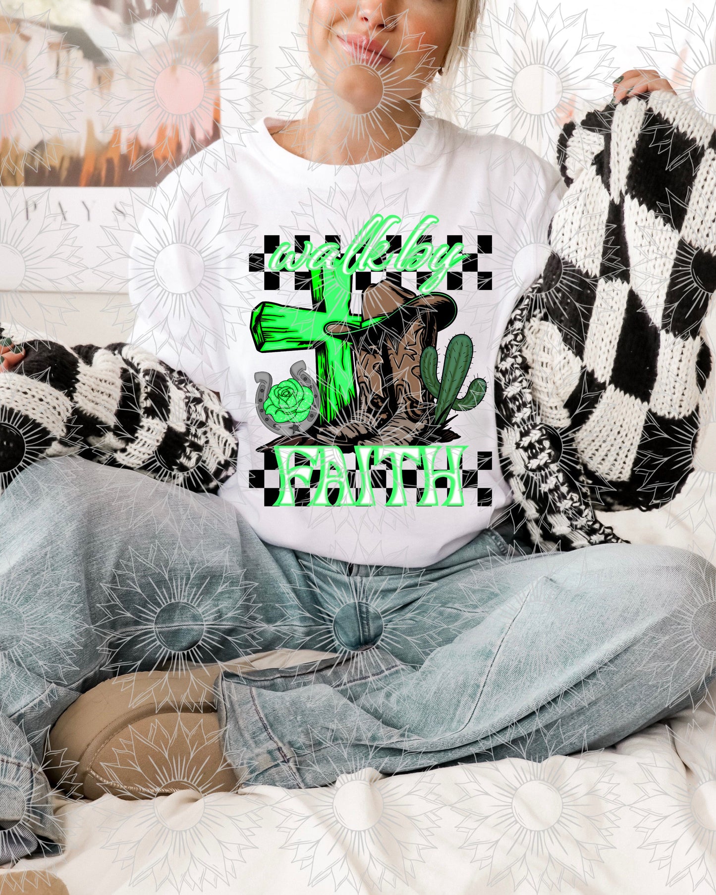 Walk By Faith Green Checkered