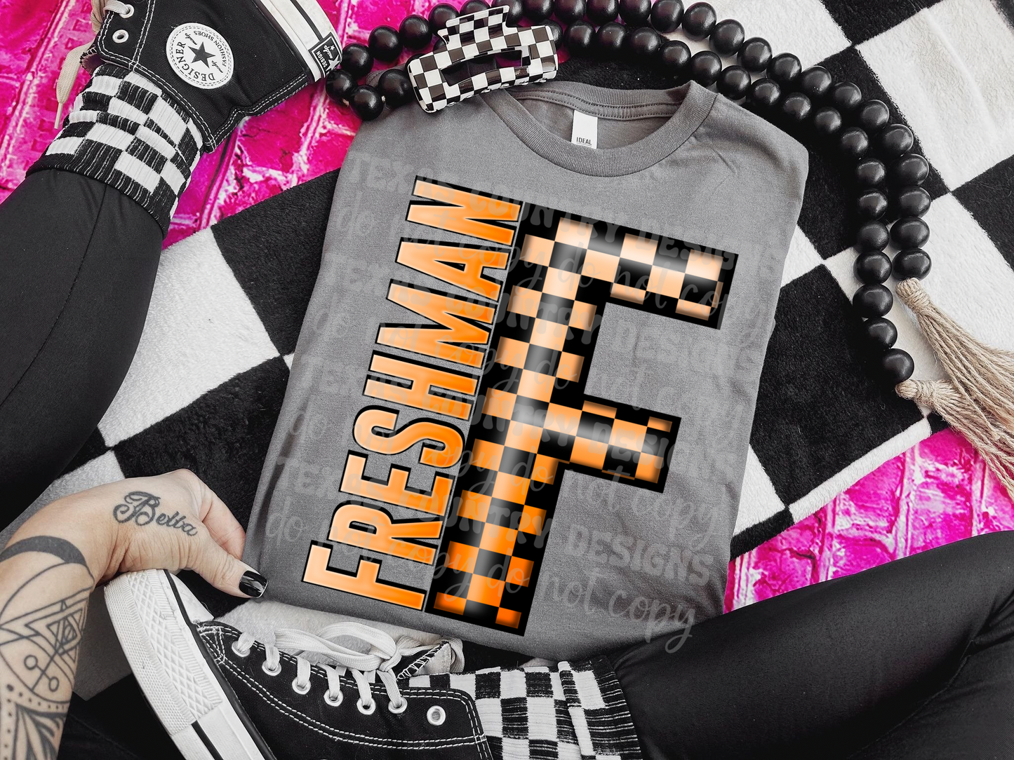 School Grades Orange Checkered