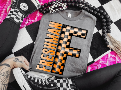 School Grades Orange Checkered